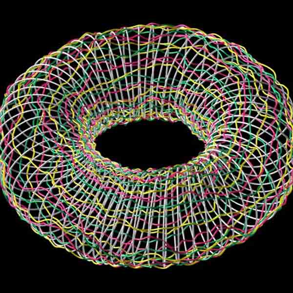 A Sketch|A Sketch 2002<br/>wrist piece<br/>woven clear nylon with pvc lines<br/>diameter: 17.5cm / 7 inches<br/><br/>Four plastic/pvc lines coiled into an imaginary contour map.